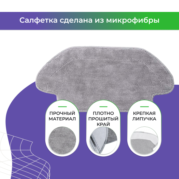 Салфетка (тряпка) - многоразовая микрофибра для сухой уборки для робота-пылесоса Xiaomi Mi Robot Vacuum-Mop P (STYTJ02YM)